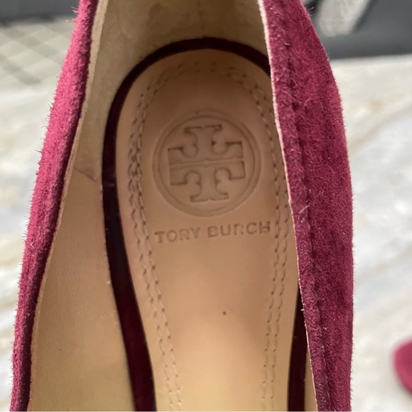 TORY BURCH Tess Loafer Pump Burgundy Suede Women’s 6M - Picture 10 of 13